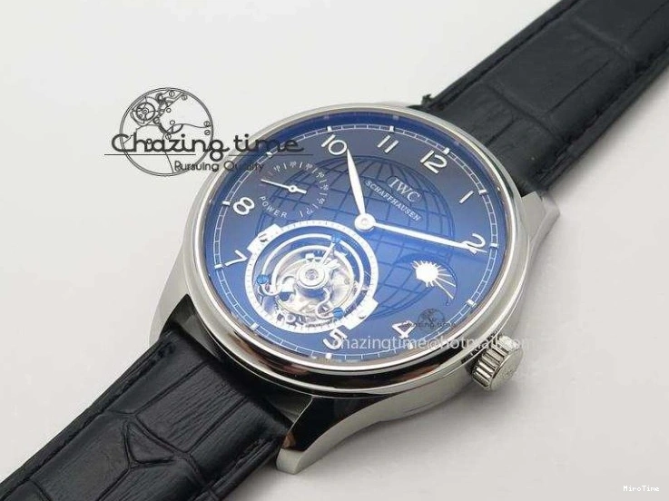 MIROTIME 0331 Portuguese Tourbillon Power Reserve Moonphase SS Black Dial On Black Leather Strap TechFriendly 7321